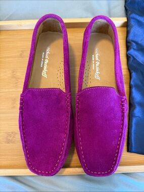 NWT Michael Pasinkoff Suede Fushcia Magenta Loafers size 37.5